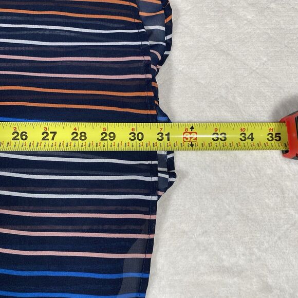 Attention Women's Plus Sz 3X Black Sheer Button Down Top Stripes Artsy Unique - Picture 9 of 9